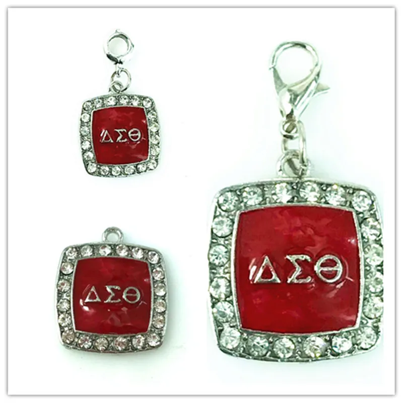 

Red Rhinestone GREEK Delta Sigma Theta Sorority Dangler Charm For DIY Fashion Women Men