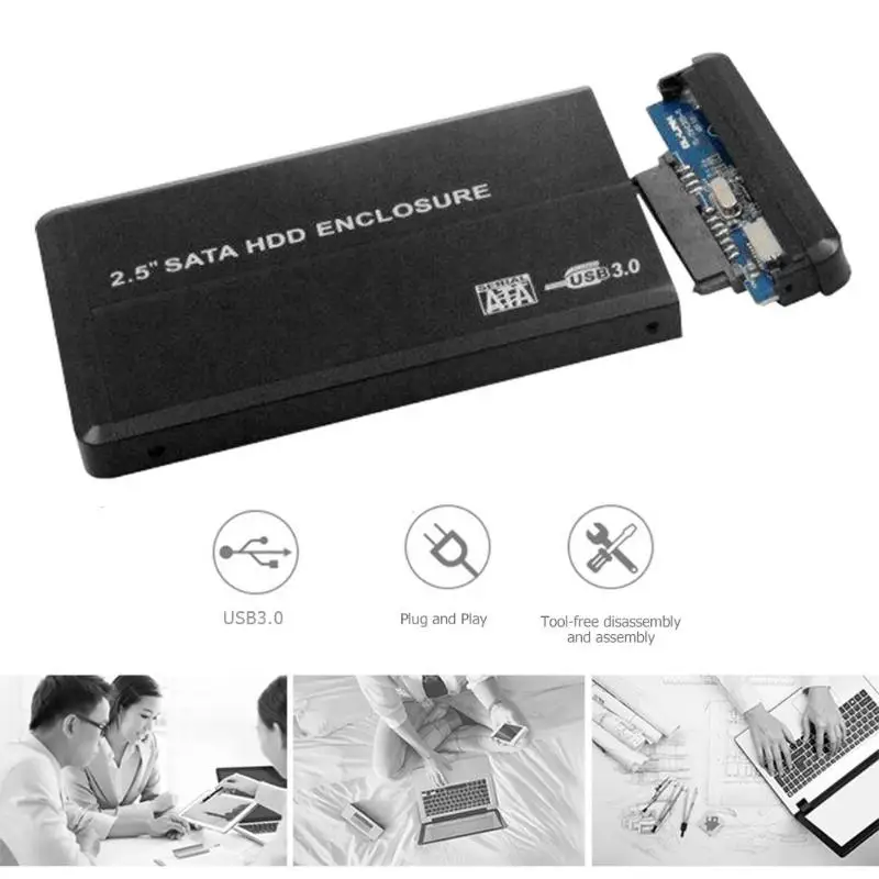 2,5 дюймов 5 Гбит/с Корпус жесткого диска USB 3,0 SATA I SATA II внешний корпус HDD Обложка коробка для Windows SE/ME/2000/XP/Vista/7/Mac 9,0