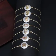 Радужный cz pave различные узоры крошечное Золото Шарм круглая жемчужная бусина соединитель изысканные звенья браслет для женщин Ювелирное Украшение на день рождения