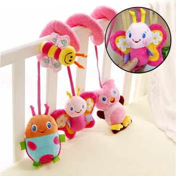 

Hanging Bee Animal Rattle Bell Mirror Baby Spiral Stroller Wrap Around Crib Toy