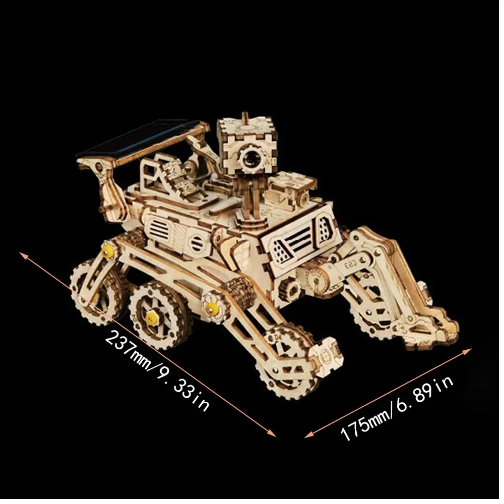 Деревянная Солнечная Электропитание механическая модель 3D мобильное пространство Охота Diy креативная модель игрушка подарок для взрослых детей - Цвет: Светло-серый