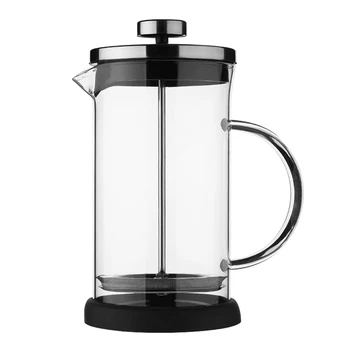 

Heat Resistant Stainless Steel Manual French Press Durable Drinkware Coffee Maker Home Office 3 Level Filtration Portable