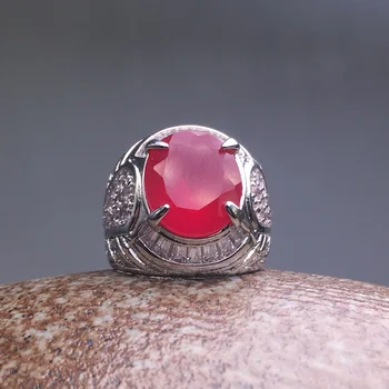 

CSJ New Design Red Ruby Rings Corundun Jewelry Party Wedding Bands for Man Gift