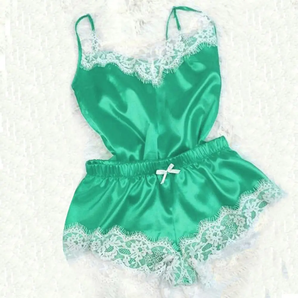 Light Green Сексуальное женское белье, шелковое кружевное свободное однотонное платье без рукавов, ночная рубашка, ночная рубашка, летняя одежда, пижама - Цвет: Light Green
