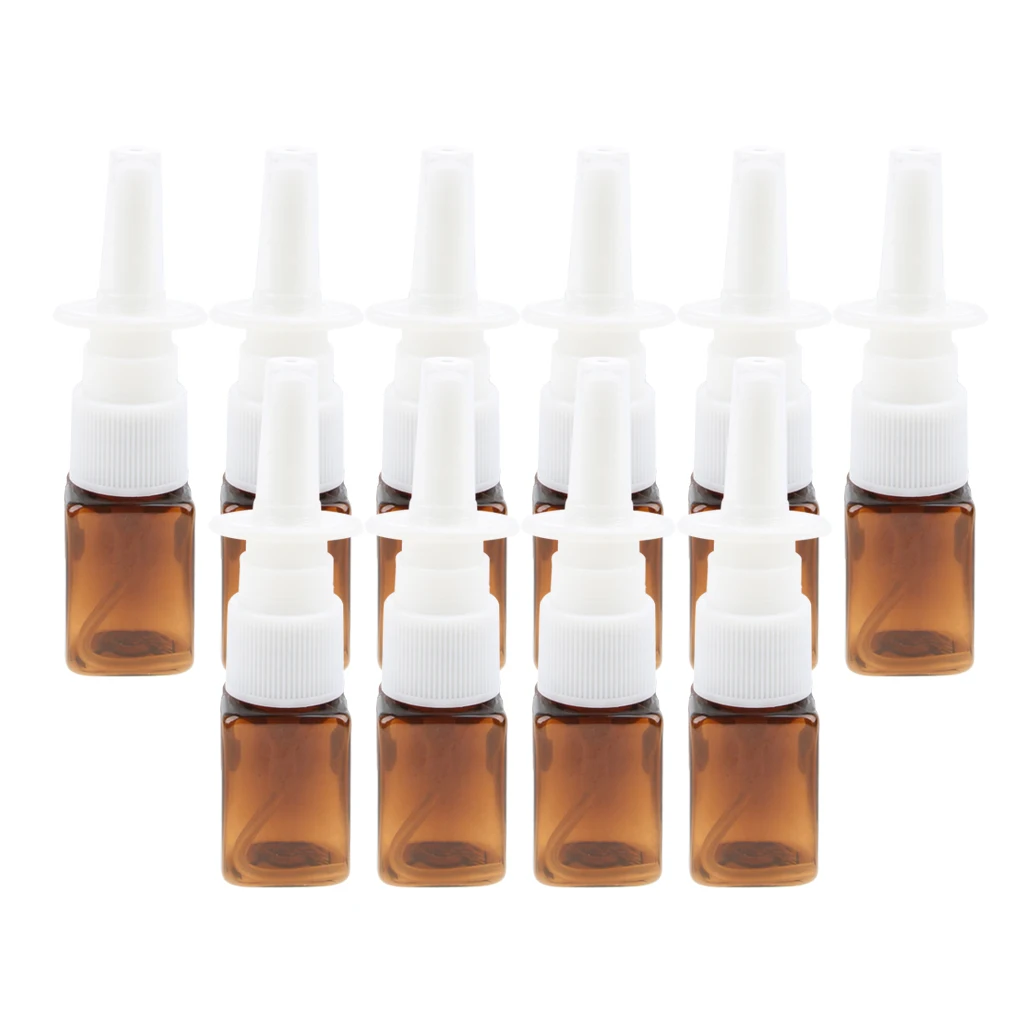 10pcs Plastic Empty Refillable Nasal Spray Bottles Makeup Cosmetic Perfume Container Holder 10ml