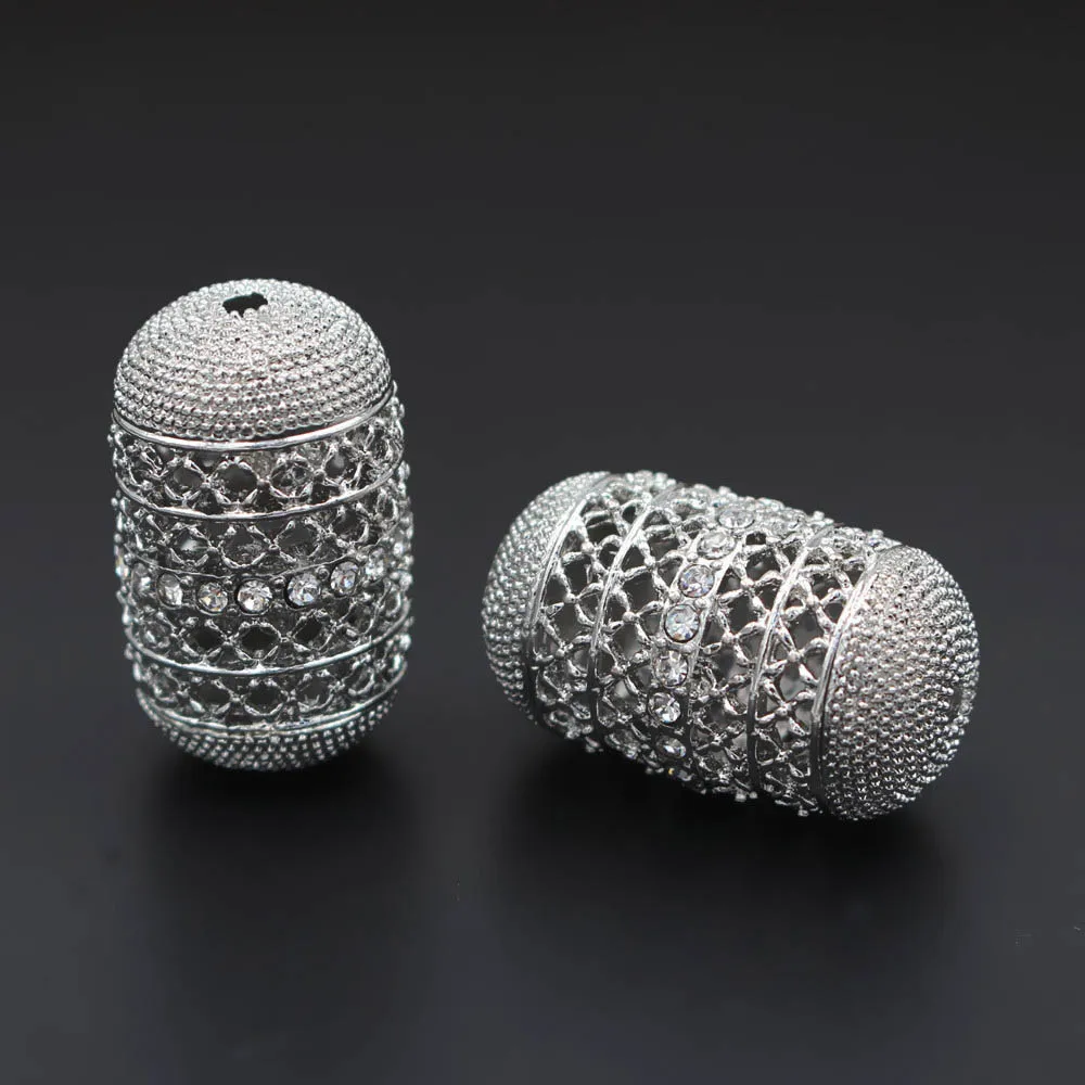 

10pcs Crystal Paved Metal Spacer Beads Hollow Charms African Beads DIY Findings Accessories for Men Women Wedding Jewelry Set