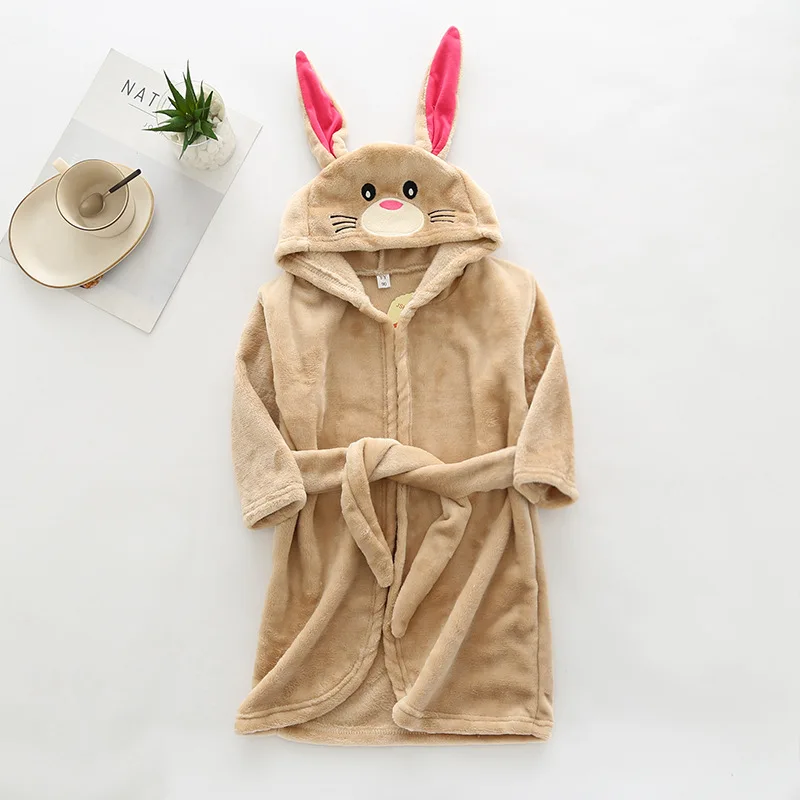 rabbit brown Халат для малышей возрастом от 2 до 8 лет толстовки с героями мультфильмов ночное белье для мальчиков и девочек банные полотенца хорошего качества, мягкий детский банный халат, пижамы детская одежда - Цвет: rabbit brown