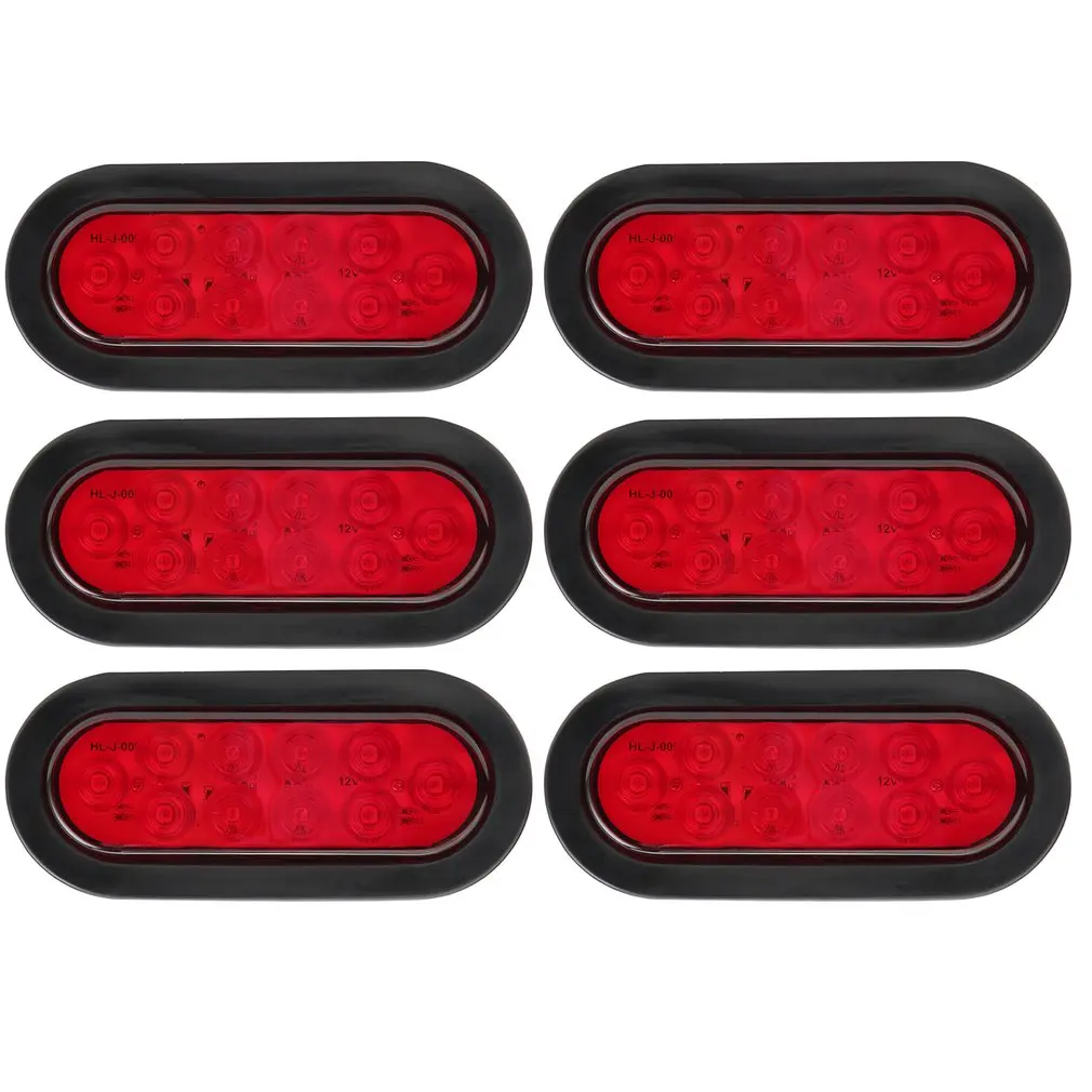 

6 Pcs LED Lights Kit 6 Inch Oval Sign Lights Trailer Lamp Stop/Turn/Tail Truck Waterproof Marine Sealed Lights Rubber Grommet