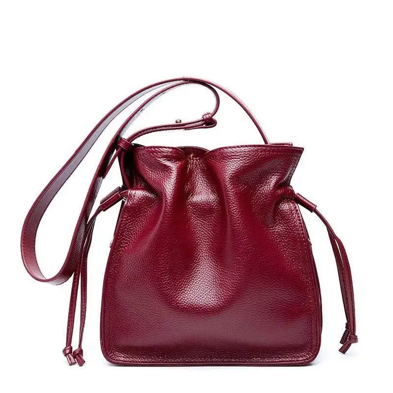 

2019 New Fashion Soft Real Genuine Leather Women Cross Body Ladies Shoulder Bag Messenger Bags Fashion Casual Women String Bag