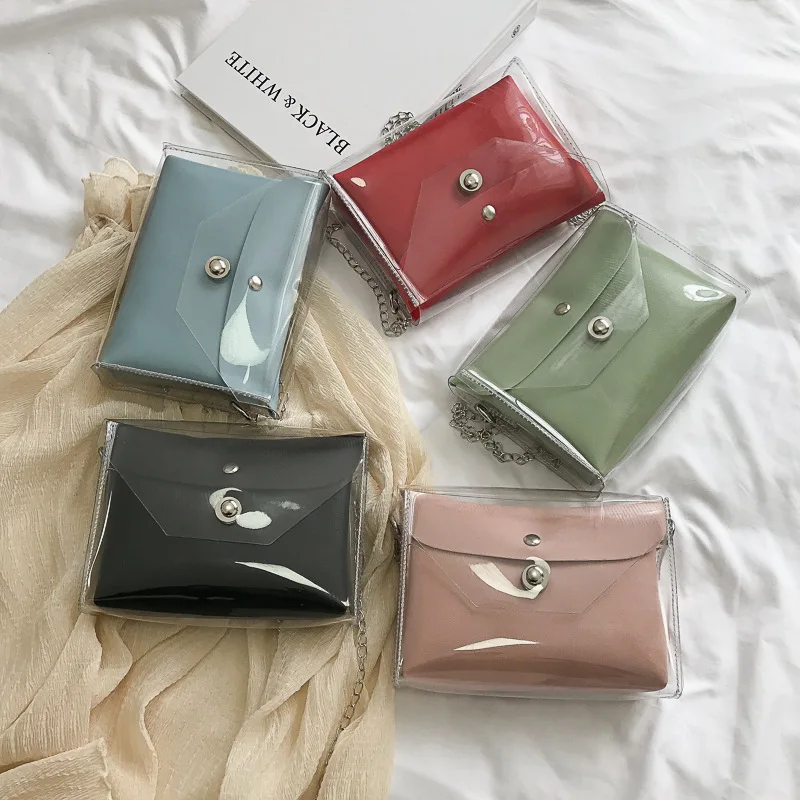 

2019 new JIULIN high-quality transparent jelly package small fresh shoulder ladies square bag Ladies' small bag lady bag