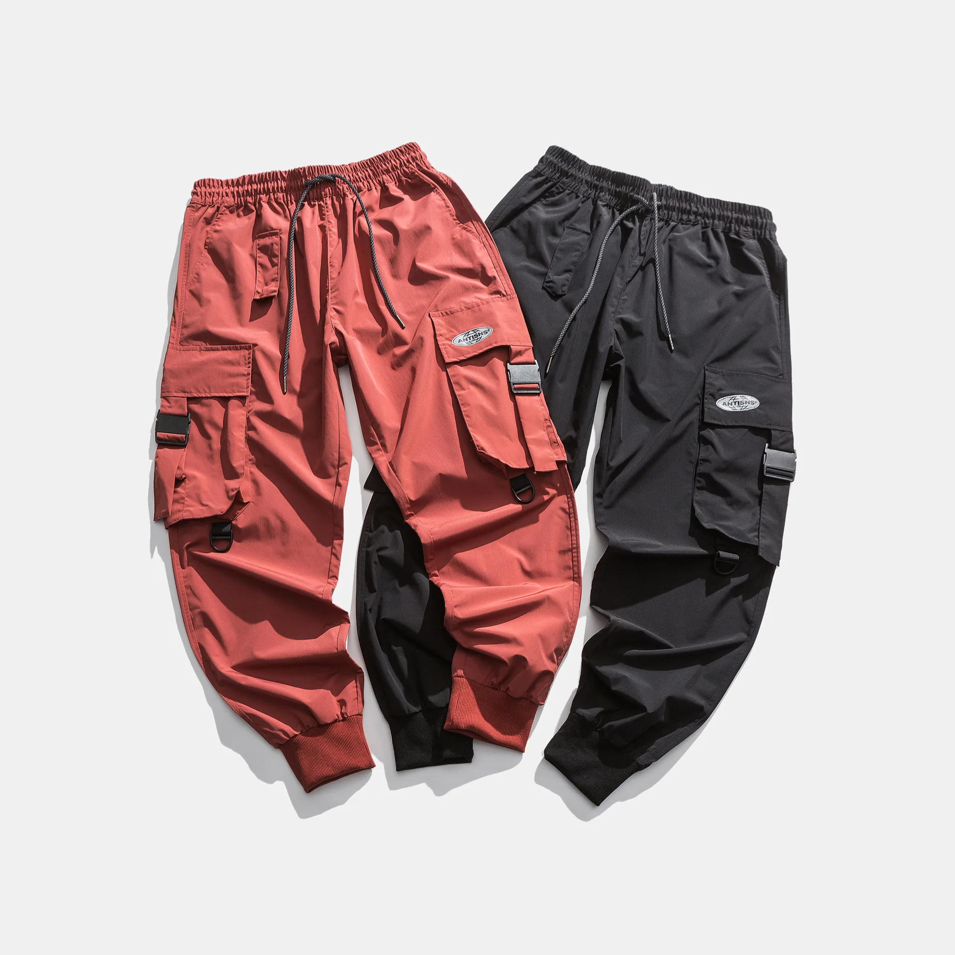 

City Where the Product Spring New Style Beam Leg Bib Overall Multi-pockets Lace-up Casual Pants Men Popular Brand Pants