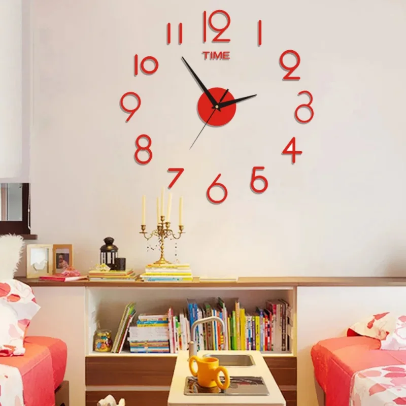 Modern  3D DIY Number Mirror Surface Wall Clock Sticker  Home  Office Room DIY Decor/ Modern,Decal,Wall Clock