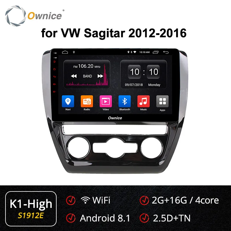 S1912 K1-High Ownice K3 K5 K6 2DIN 10,1 дюймов Android 9,0 Автомобильный DVD Радио для Volkswagen VW SAGITAR 2012 2013 с gps 4G Bluetooth - Цвет: S1912 K1-High