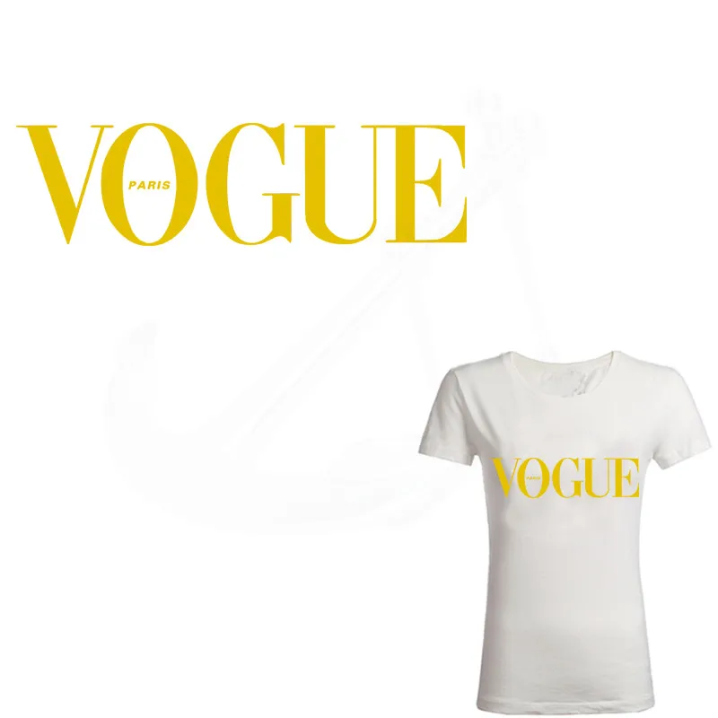 Золотой Париж VOGUE термочувствительные Патчи DIY термо-Стикеры для одежды на одежду куртка гладить на передачи для одежды