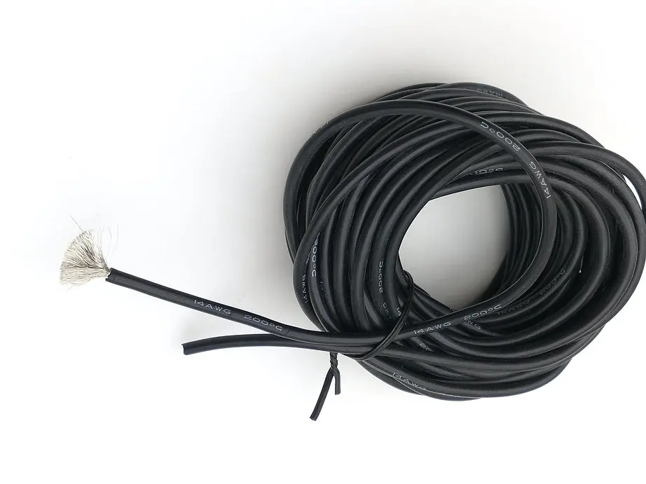 3000 В 14AWG 10 м черный силиконовый провод гибкий многожильный медный кабель