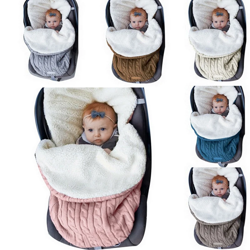 

LOOZYKIT Baby Sleeping Bag Newborn Winter Autumn Warm Sleep Bag Infant Stroller Cotton Knitted Blanket Unisex Fleece Sleep Sack