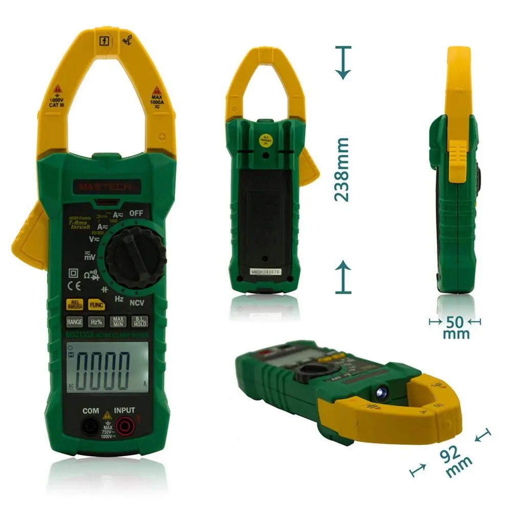 Mastech MS2115A True RMS цифровой DC/AC Зажим ЖК-измерители мультиметр Amp напряжение