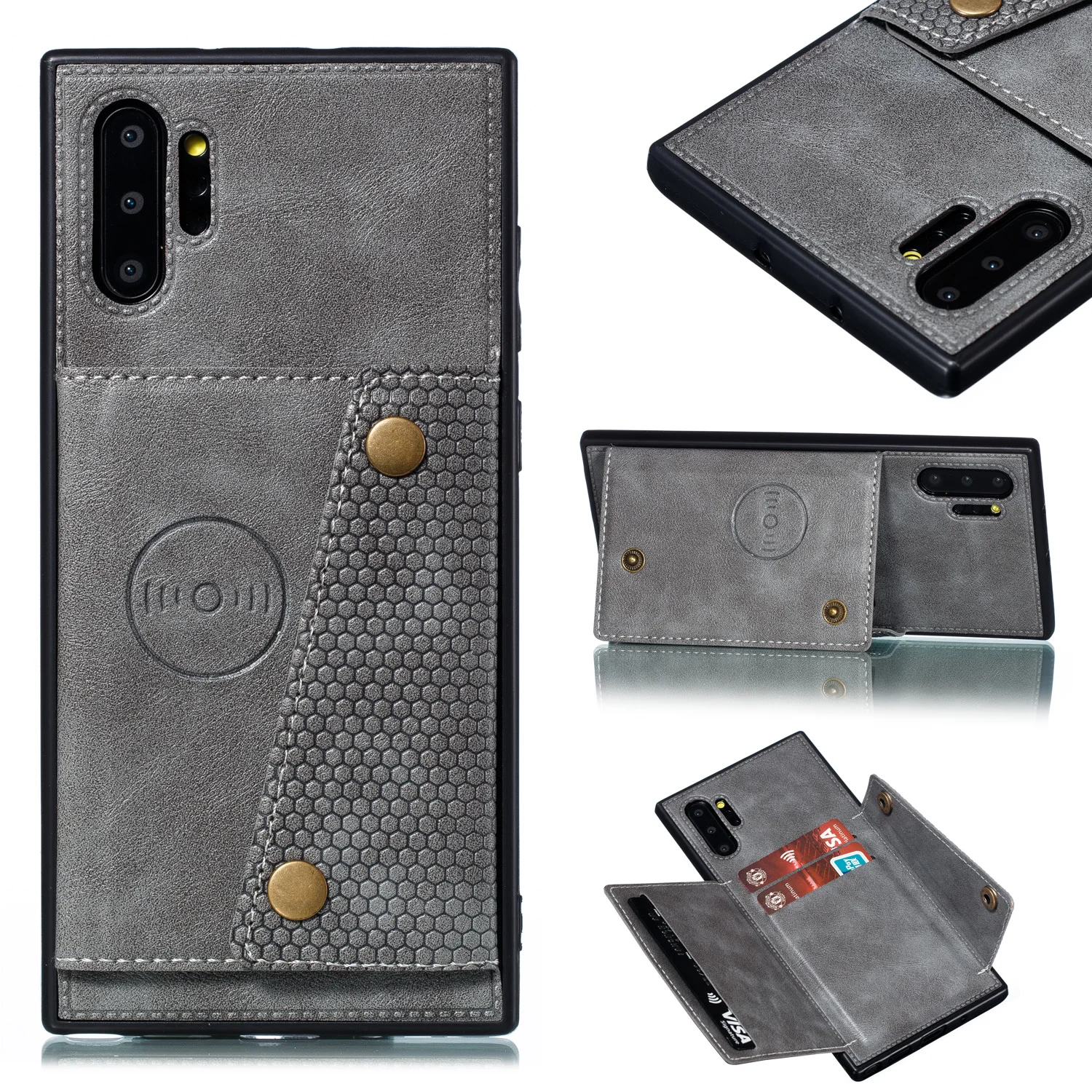 

Multi Card Holders Wallet Case For Samsung Note 10 10+ 9 A80 A70 A50 A40 A30 S10 S9 S8 A6 2018 Magnet Buckle Cover with Bracket