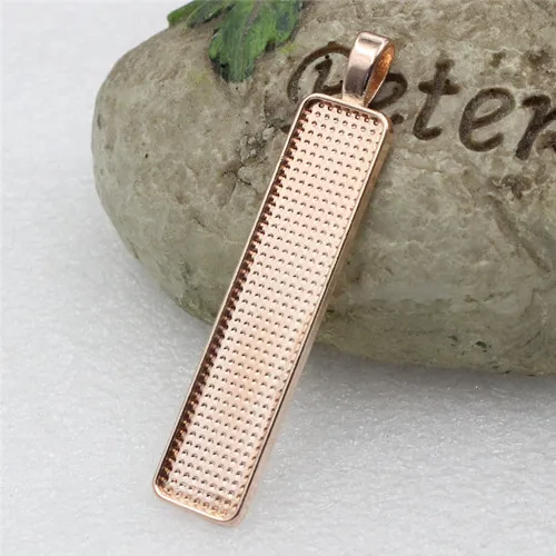 Rose gold Fit 10x50 мм прямоугольные кабошоны кулон лоток Камея/стекло/рамка для кабошона ободок настройки для DIY изготовления 5 шт./лот(K02943 - Цвет: Rose gold