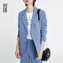 Toyouth, Женская рабочая одежда, однобортный пиджак, модный однотонный блейзер с длинным рукавом, OL стиль, верхняя одежда, пальто