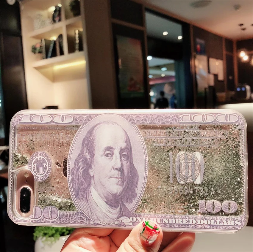 Американский доллар тренд Блестящий песок чехол для iPhone X XR XS MAX 6S 6 7 8 Plus роскошный индивидуальный доллар чехол для телефона Coque