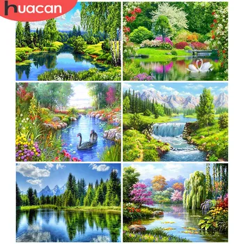 

HUACAN 5D Diamond Painting Full Square Scenery Diamond Embroidery Landscape Cross Stitch Kit Gift Home Decor