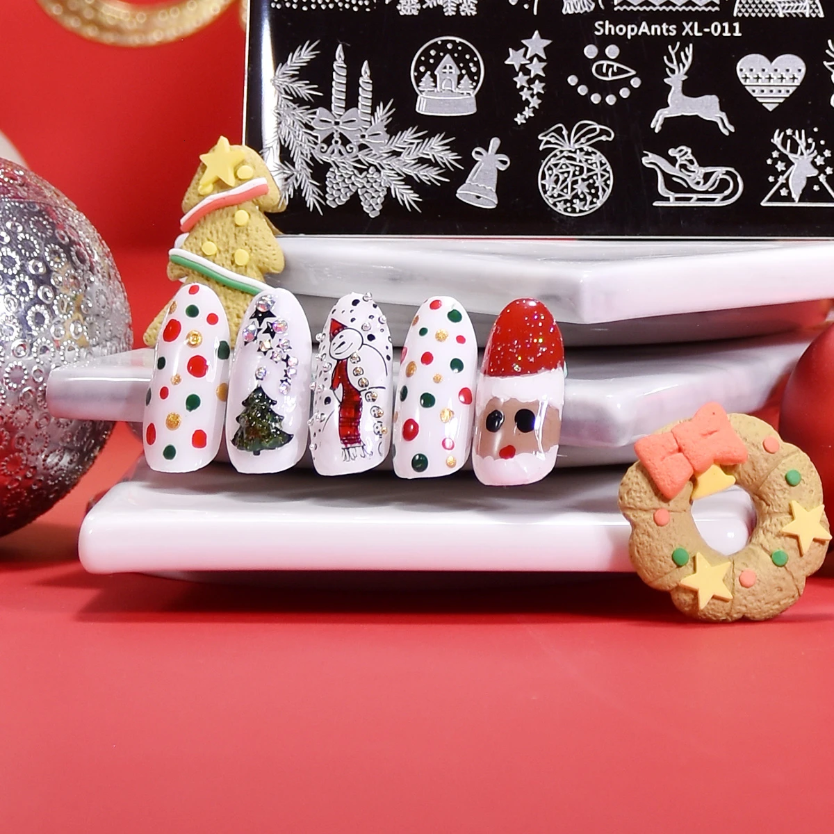 Shomants 6*12 см Рождество квадратный ногтей штамповки пластины снеговик лося шаблон год прямоугольник ногтей искусство штамповки пластины