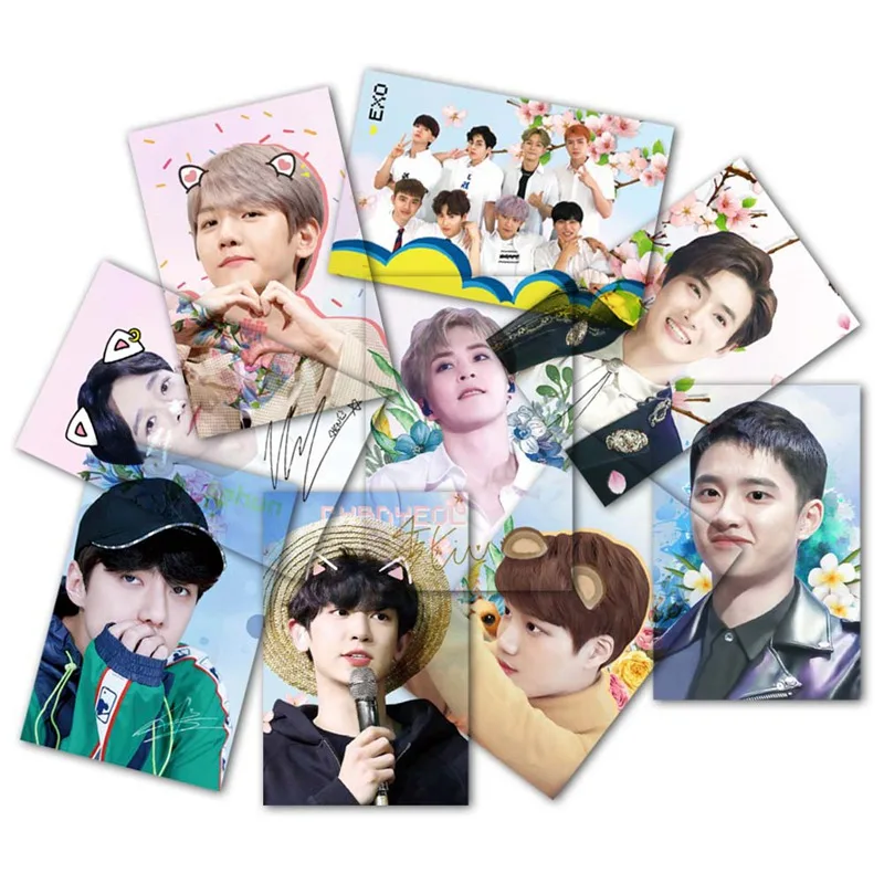 9 шт./компл. Youpop KPOP EXO альбом Elyxion фото карта хип хоп самодельные бумажные карты автограф Фотокарта