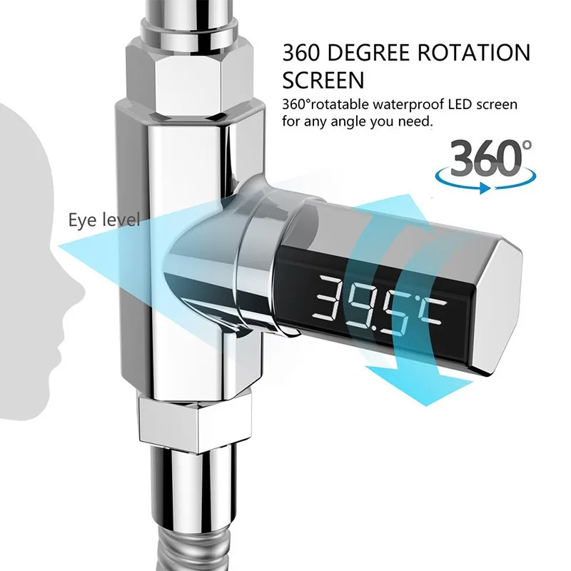 Светодиодный термометр для душа, гигрометр, терморегулятор температуры воды, водонепроницаемый датчик видимой температуры воды
