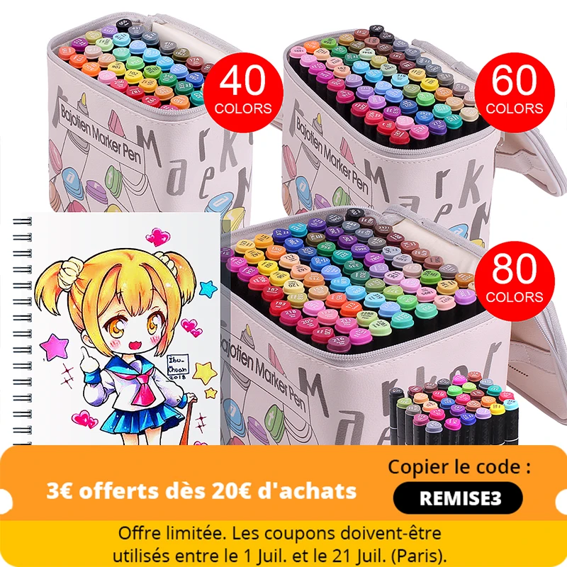 Markers 80 Set Colors Graphic Drawing Painting Alcohol Art Dual Tip Sketch Pens 