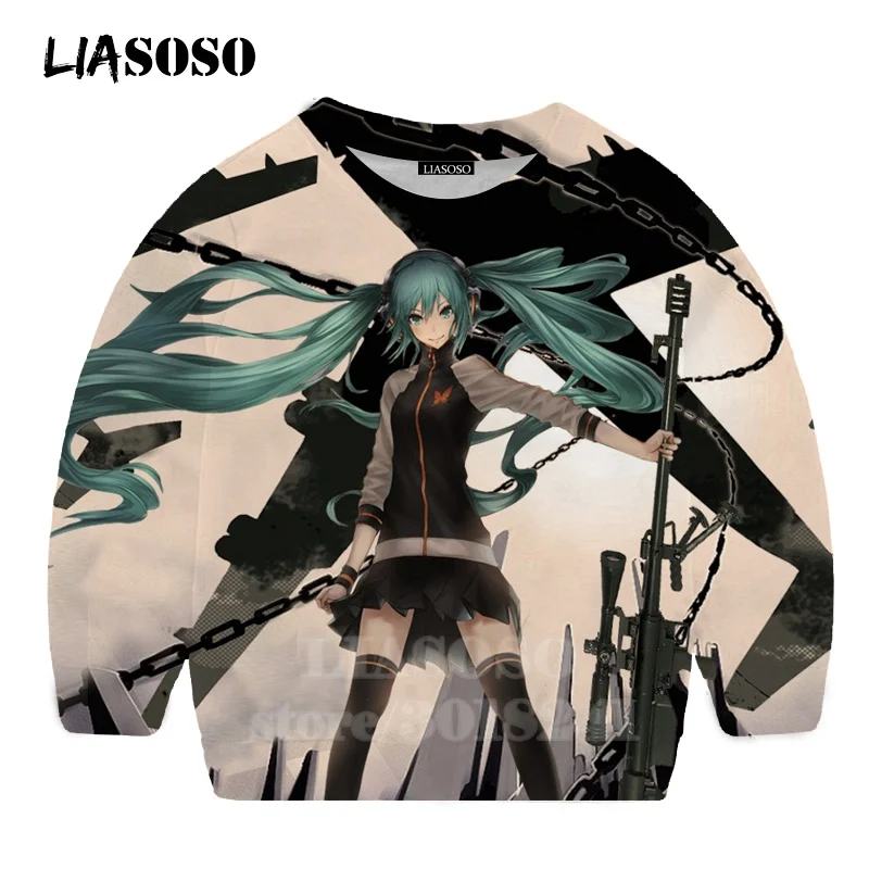 LIASOSO детей толстовки 3D принт аниме девочка Hatsune Толстовка Miku в уличном стиле для детей мальчиков и девочек Повседневное Топ для маленьких детей, свитер для подростков B174-23 - Цвет: 16
