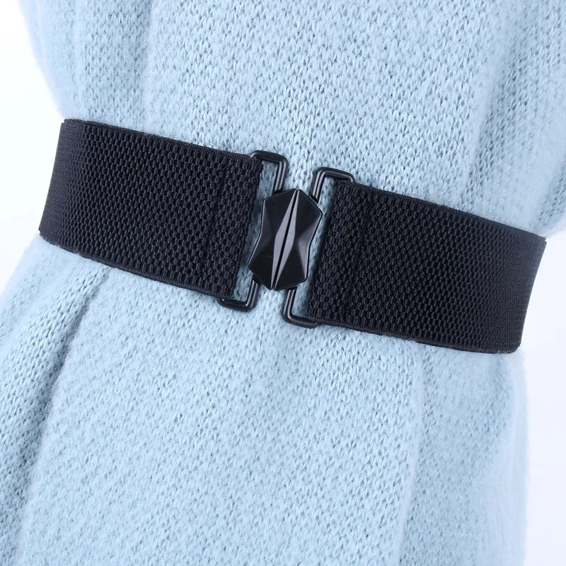 fashion black wide belt for women elastic stretch waist seal luxury leopard print designer decoration dress straps