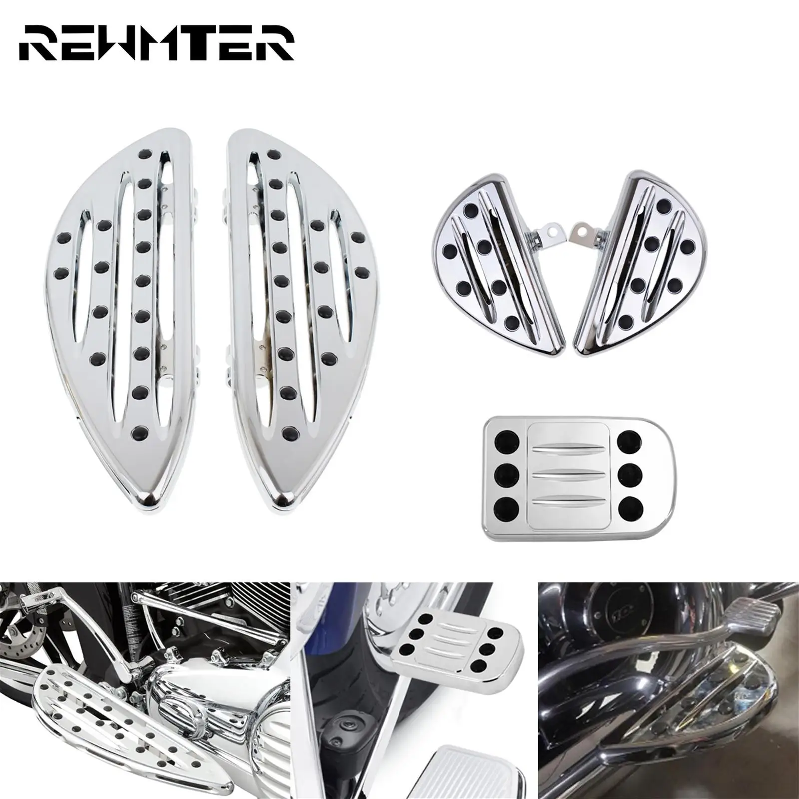 MotorcycleChromeFrontRearFloorboardsDriverPassengerFootboard