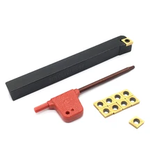 10 sztuk CCMT060204 wkładki stalowe ostrza + 1pc SCLCR1010H06 toczenie sterowane komputerowo uchwyt na narzędzia 100x10x10mm wytaczadło z t8 klucz