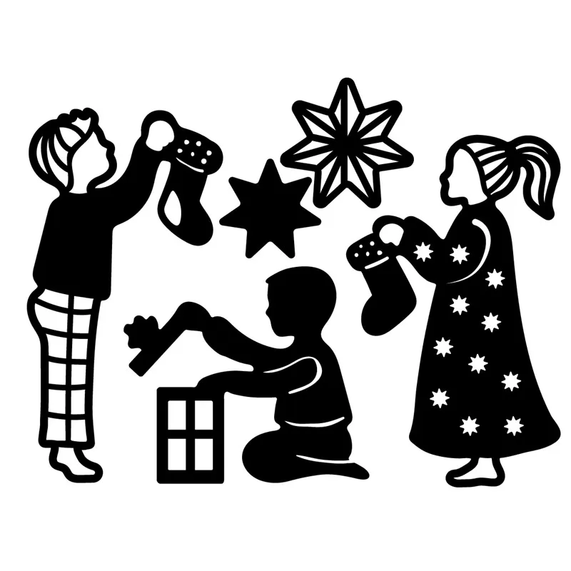 

GJCrafts Christmas Dies Girl Boy Gift Metal Cutting Dies New 2019 for Card Making Scrapbooking Embossing Cut Stencil Craft Dies