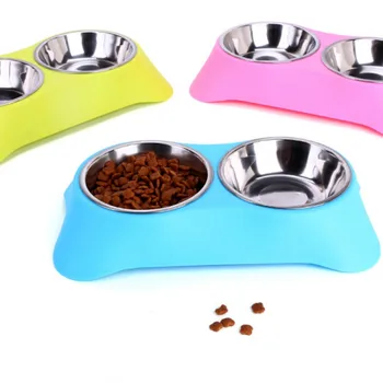 

Stainless Steel Double Pet Bowls For Dog Puppy Cats Food Water Feeder Pets Supplies Feeding Dishes Dogs Food Bowl Pet Products