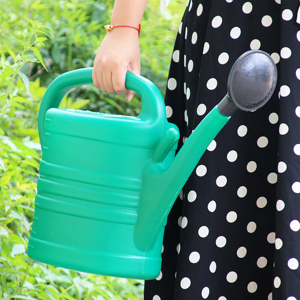 Green 10L Plastic Watering Can Large Capacity Long Mouth Thickening Watering Kettle Sprinkler with Handle Flowers Plants Fruits Garden Watering Tools