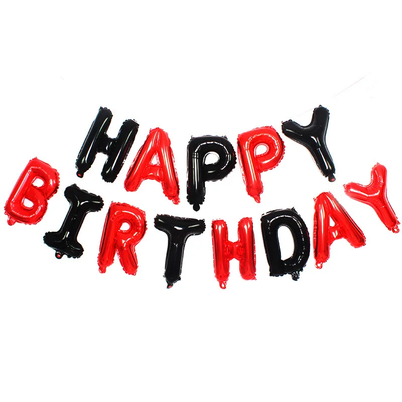 HBD RD BLK Неоновые стикеры воздушные буквы альфабе Рамадан фольги Воздушные шары розовое золото серебро воздушный шарик дети подарки ребенок душ мяч - Цвет: HBD RD BLK