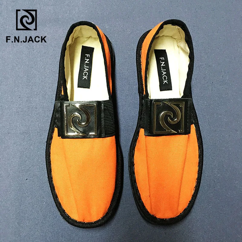 Orange F. N. JACK/женские парусиновые туфли на плоской подошве с массажной стелькой; Эспадрильи на резиновой подошве; Scarpe; Туфли-оксфорды; Uomo Zapatos mujer Sapato feminino - Цвет: Orange