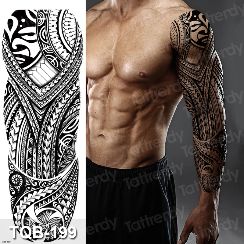 Temporare Tatoo Manner Grosse Wasserdichte Temporare Arm Sleeve Tattoo Schwarz Roboter Mechanische Tattoos Tribal Lion Kopf Konig Fuchs Design Temporare Tattoos Aliexpress