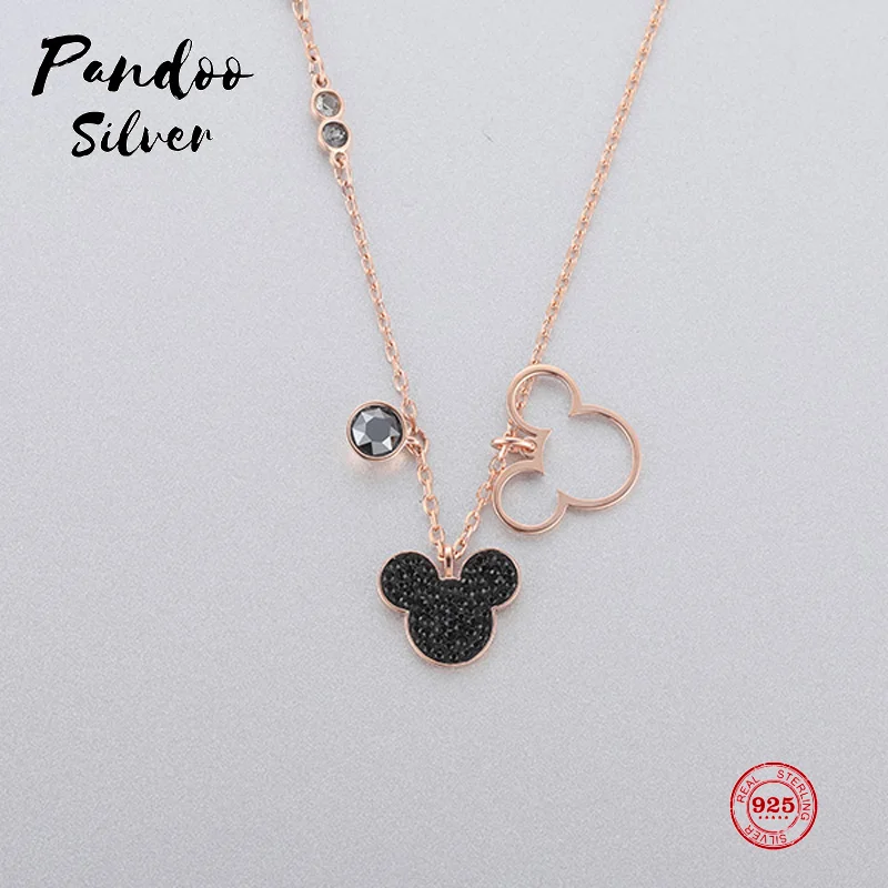 

PANDOO Fashion Charm Sterling Silver Original 1:1 Copy, Cute Mouse Fun Full Necklace Female Luxury Jewelry Gifts