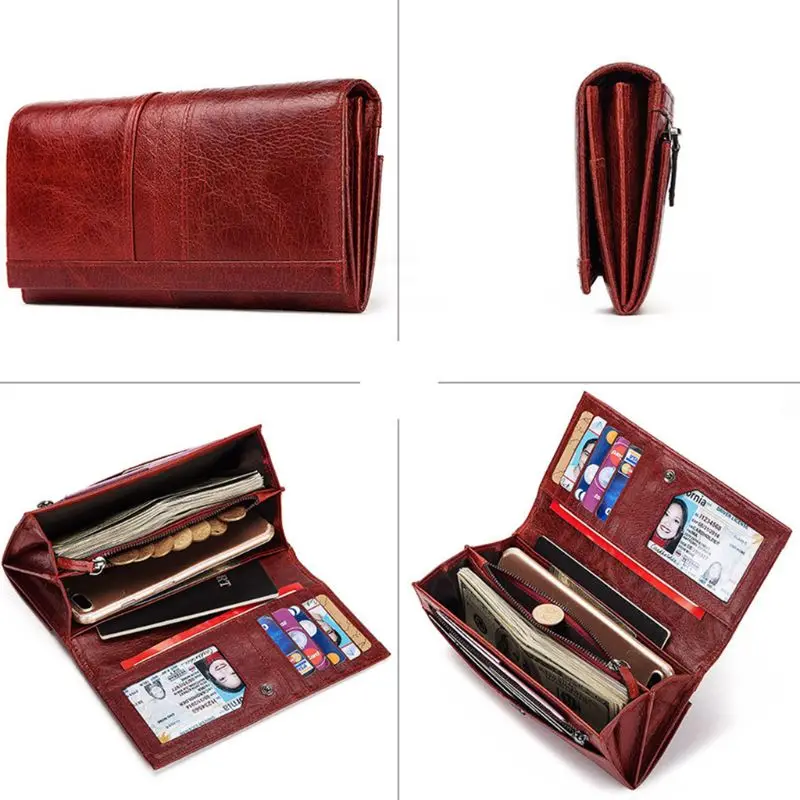 Women Ladies Genuine Leather Wallet Long RFID Purse Card Phone Holder Case Clutch Handbag