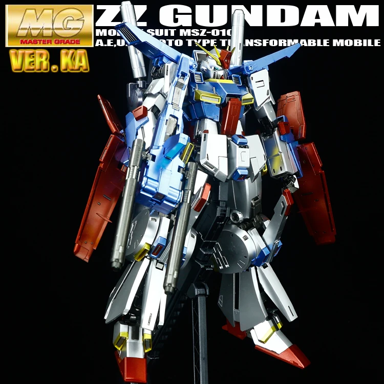 ZZ GUNDAM BANDAI MG 1/100 MSZ-010 ZZ gunдамская металлическая цветная ZZ до Ver Ka Gandaka мальчик игрушка подарок фигурки - Цвет: ZZ GUNDAM