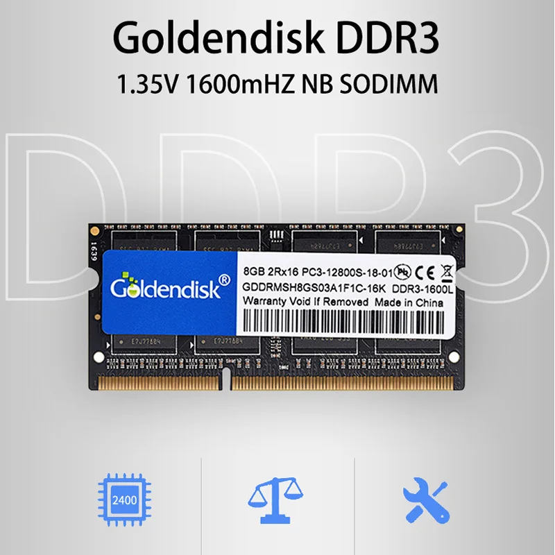 Goldendisk 4GB SODIMM DDR3 ноутбук PC3-12800 1600 1866MHz 204-pin Ram Memory Disk NOTOBOOK Memoria