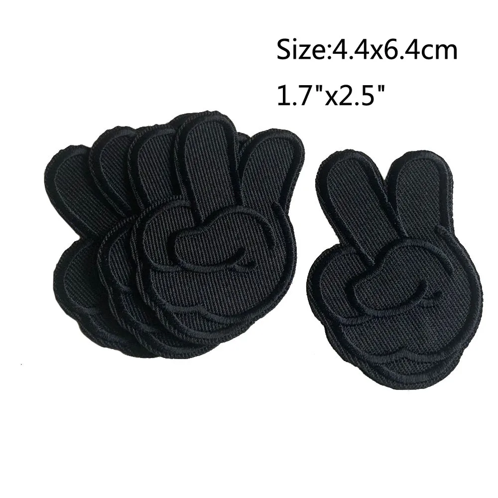 5Pcs Black Embroidered Patches Hotfix Iron On Patch Applique For