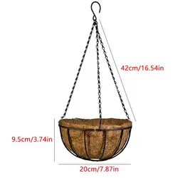 8/10 Inch Hanging Basket Planter Metal with Coconut Coir Liner Wire Flower Retro Kawaii Holder Porch Pots Hanger Dropping