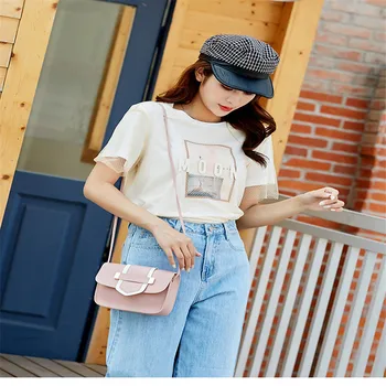 

Fashion Women PU Chain Small Square Handbag Female 2019 New Korean Version Of The Contrast Color Messenger Bag Shoulder Bag Tote