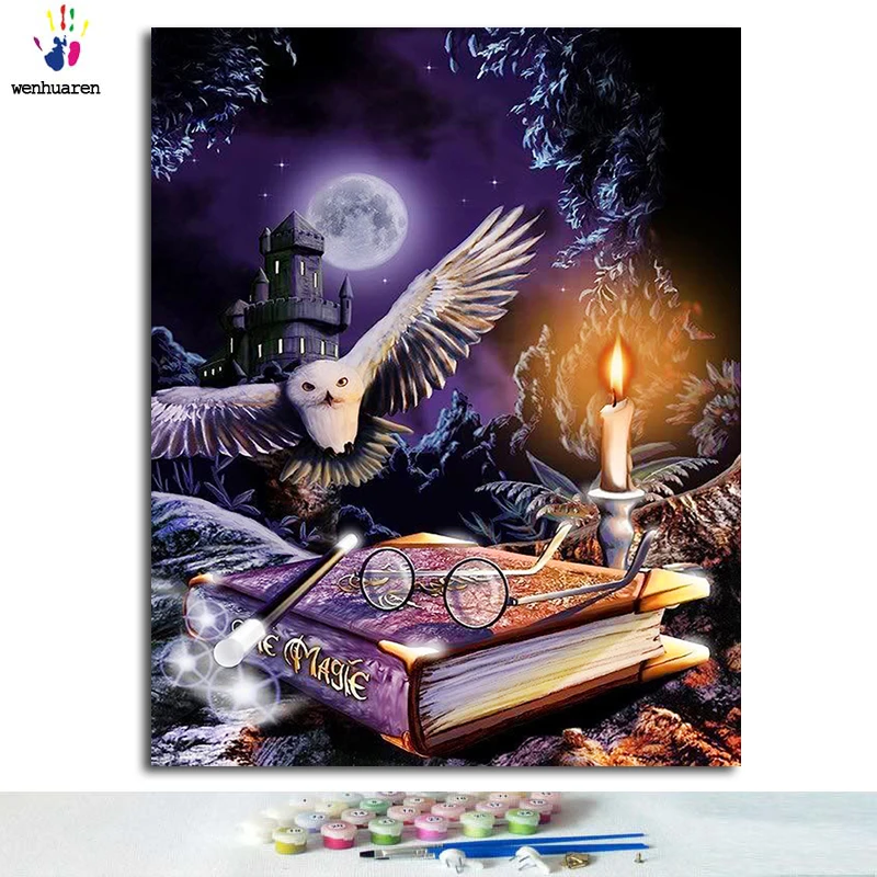 

DIY digital oil painting uses paint to color the theme of the fantasy magic forest by numbers for the artist's home decoration