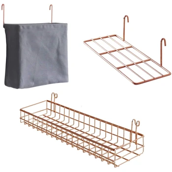 

3 Pcs Storage Rack Wall Grid Panel Basket Hanging Bag Display Shelf with Hooks Wall Organizer and Storage Shelf for Home Supplie