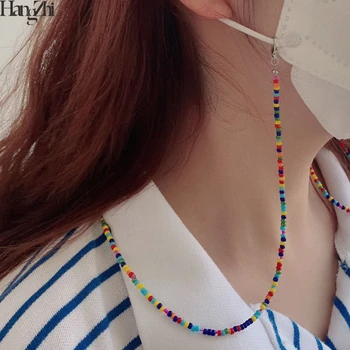 

HangZhi 2020 New Korean Trendy Colorful Crystal Clear Resin Beaded Mask Chain Holder Rope Necklace Glasses Cord Strap for Women